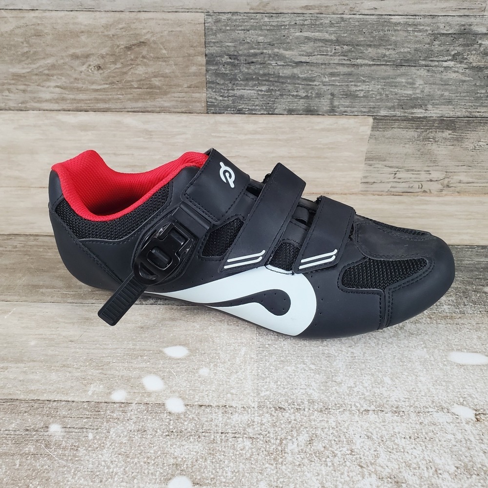 Peloton Mens Cycling Shoes Sz 10.5 Black Leather Low Top Round Toe *read*
